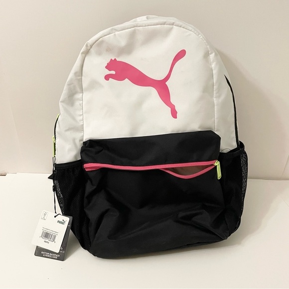 Puma Backpack White Black with Pink Logo - Picture 1 of 16